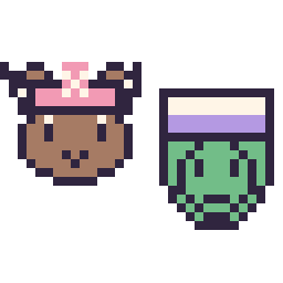 Pixel art Chopper mini et Piccolo mini, grille 32 × 32