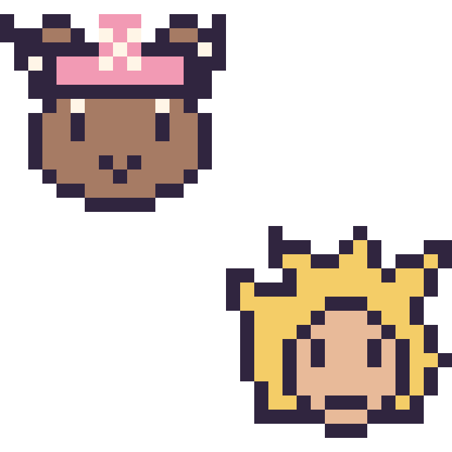 Modèle de pixel art Chopper mini et Goku Super Saiyan mini sur une grille de 32 par 32 cases