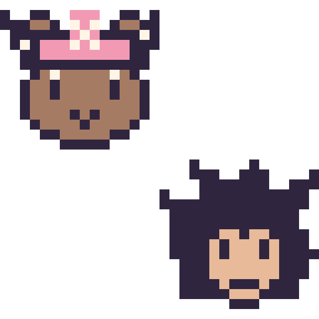 Modèle de pixel art Chopper mini et Vegeta mini sur une grille de 32 par 32 cases