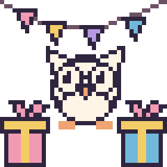 Pixel art Chouette pour un anniversaire, grille 40 × 40