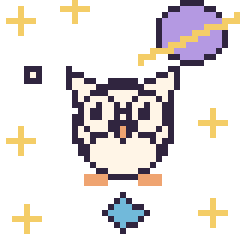 Pixel art Chouette dans l’espace, grille 40 × 40