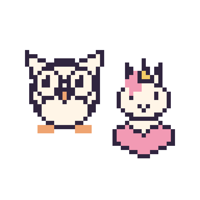 Modèle de pixel art Chouette et Licorne avec un cœur sur une grille de 48 par 48 cases