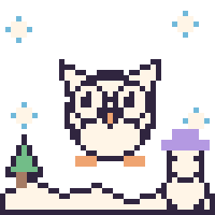 Pixel art Chouette en hiver, grille 40 × 40