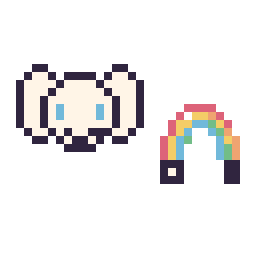 Pixel art Cinnamoroll mini et Arc-en-ciel simple 10 × 10, grille 32 × 32