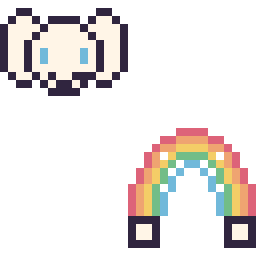 Pixel art Cinnamoroll mini et Arc-en-ciel simple 16 × 16, grille 32 × 32