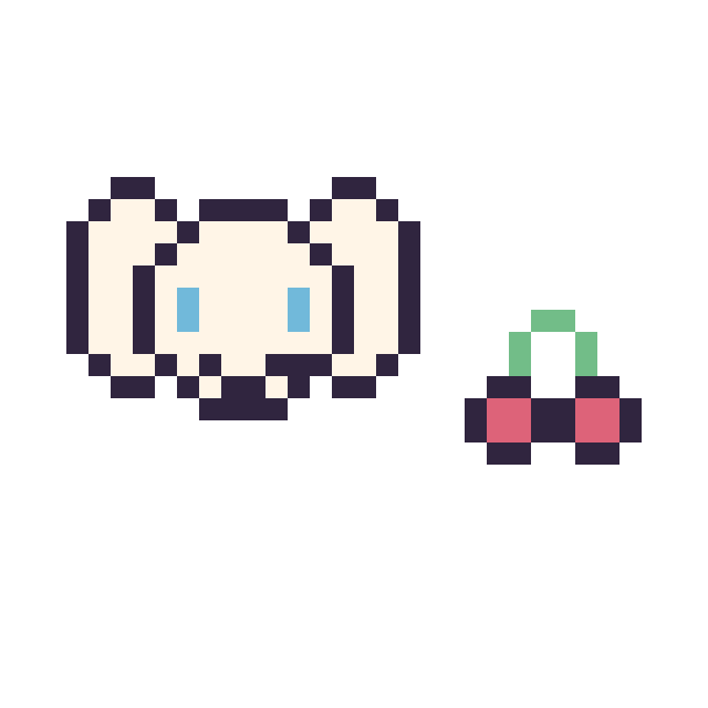 Modèle de pixel art Cinnamoroll mini et Cerises mini sur une grille de 32 par 32 cases