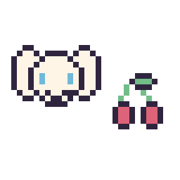 Pixel art Cinnamoroll mini et Cerise simple 10 × 10, grille 32 × 32