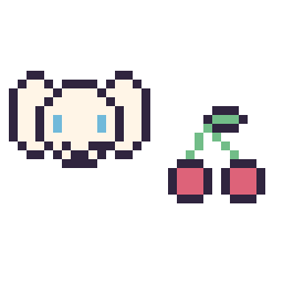 Pixel art Cinnamoroll mini et Cerise simple 12 × 12, grille 32 × 32