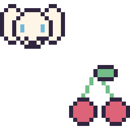 Pixel art Cinnamoroll mini et Cerise simple 16 × 16, grille 32 × 32