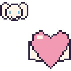 Pixel art Cinnamoroll mini et Cœur ailé, grille 40 × 40