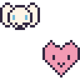 Pixel art Cinnamoroll mini et Cœur kawaii 16 × 16, grille 32 × 32