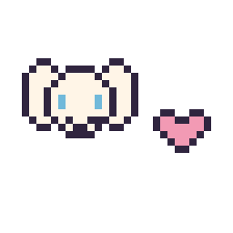 Pixel art Cinnamoroll mini et Coeur mini, grille 32 × 32