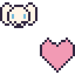 Pixel art Cinnamoroll mini et Cœur simple 16 × 16, grille 32 × 32