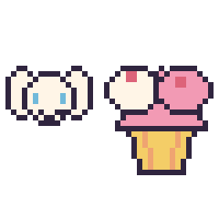 Pixel art Cinnamoroll mini et Cupcake double garniture, grille 40 × 40