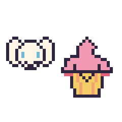 Pixel art Cinnamoroll mini et Cupcake kawaii, grille 40 × 40