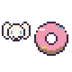 Pixel art Cinnamoroll mini et Donut décoré, grille 40 × 40