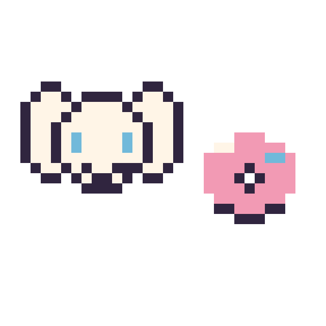 Modèle de pixel art Cinnamoroll mini et Donut simple 10 × 10 sur une grille de 32 par 32 cases