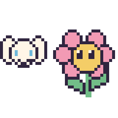 Pixel art Cinnamoroll mini et Fleur kawaii, grille 40 × 40