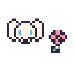 Pixel art Cinnamoroll mini et Fleur simple 10 × 10, grille 32 × 32