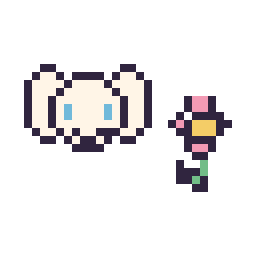 Pixel art Cinnamoroll mini et Fleur simple 12 × 12, grille 32 × 32