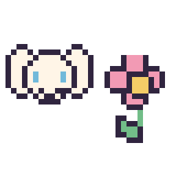 Pixel art Cinnamoroll mini et Fleur simple 16 × 16, grille 32 × 32