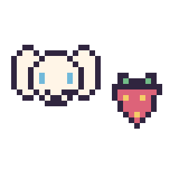 Pixel art Cinnamoroll mini et Fraise simple 10 × 10, grille 32 × 32