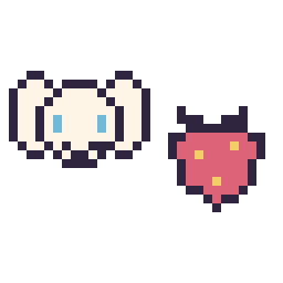 Pixel art Cinnamoroll mini et Fraise simple 12 × 12, grille 32 × 32