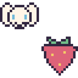 Pixel art Cinnamoroll mini et Fraise simple 16 × 16, grille 32 × 32