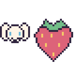 Pixel art Cinnamoroll mini et Fraise, grille 40 × 40