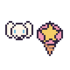 Pixel art Cinnamoroll mini et Glace avec une étoile, grille 40 × 40