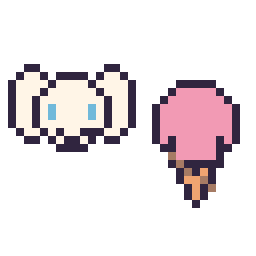 Pixel art Cinnamoroll mini et Glace kawaii 16 × 16, grille 32 × 32