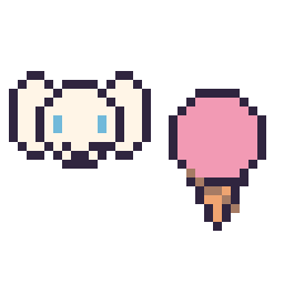 Pixel art Cinnamoroll mini et Glace simple 16 × 16, grille 32 × 32