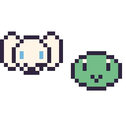 Pixel art Cinnamoroll mini et Keroppi mini, grille 32 × 32