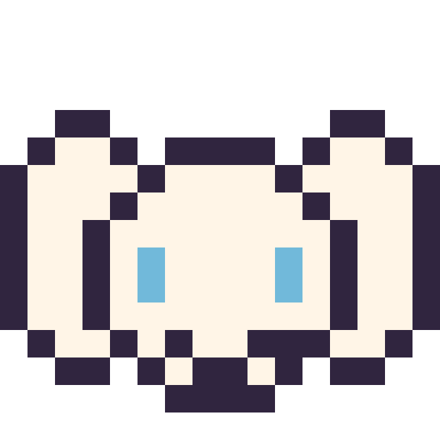Modèle de pixel art Cinnamoroll mini 16 × 16 sur une grille de 16 par 16 cases