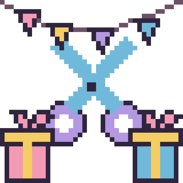 Modèle de pixel art Ciseaux pour un anniversaire sur une grille de 40 par 40 cases