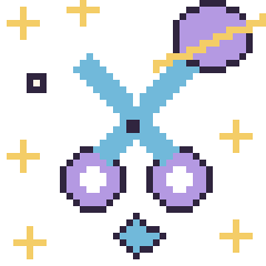 Pixel art Ciseaux dans l’espace, grille 40 × 40