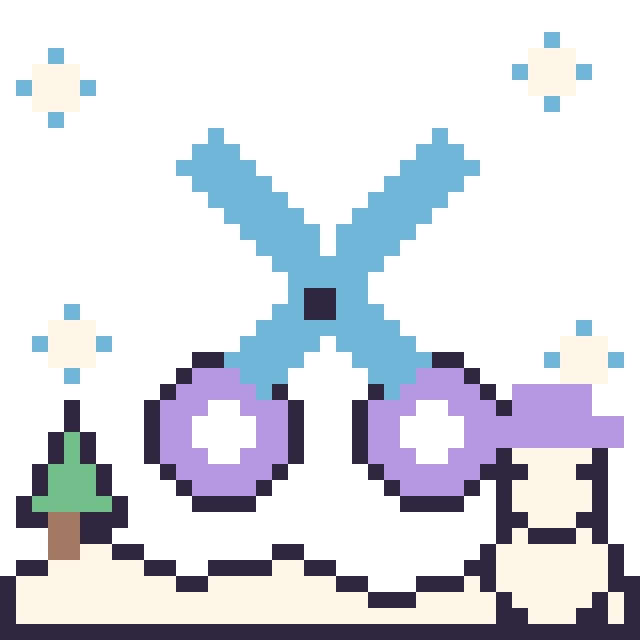Modèle de pixel art Ciseaux en hiver sur une grille de 40 par 40 cases