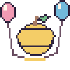 Pixel art Citron avec des ballons, grille 40 × 40
