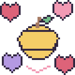 Pixel art Citron avec des cœurs, grille 40 × 40