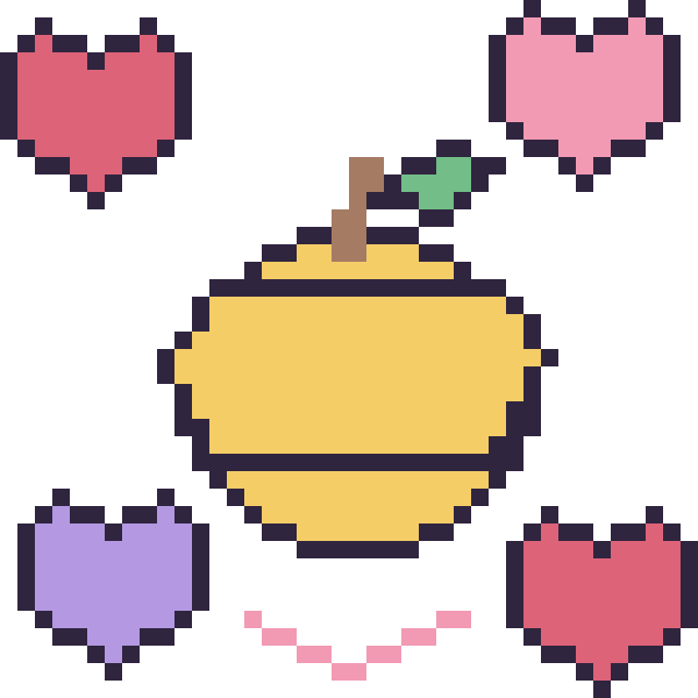 Modèle de pixel art Citron avec des cœurs sur une grille de 40 par 40 cases