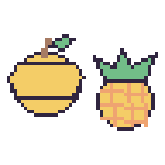 Pixel art Citron et Ananas, grille 48 × 48