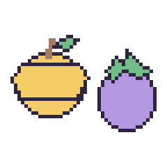 Pixel art Citron et Aubergine, grille 48 × 48