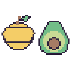 Pixel art Citron et Avocat, grille 48 × 48
