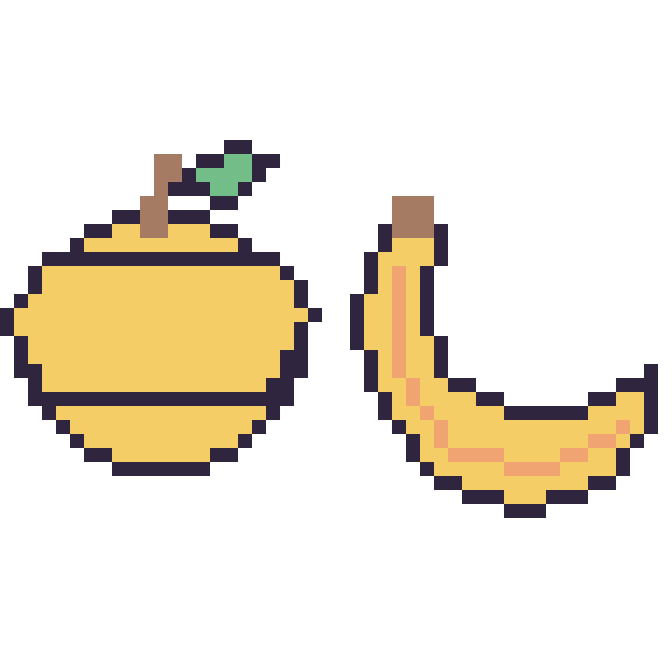 Modèle de pixel art Citron et Banane sur une grille de 48 par 48 cases