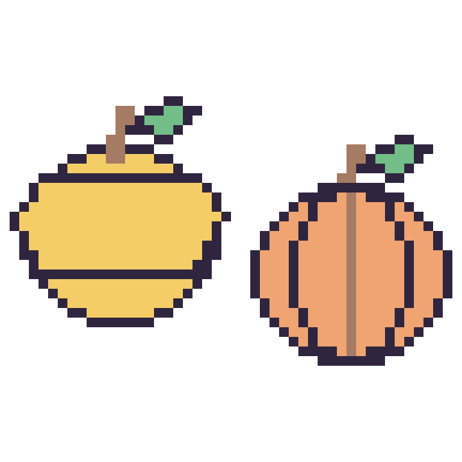 Modèle de pixel art Citron et Citrouille sur une grille de 48 par 48 cases
