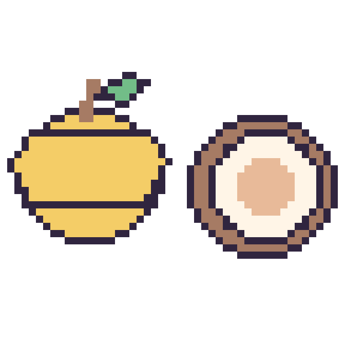 Modèle de pixel art Citron et Noix de coco sur une grille de 48 par 48 cases