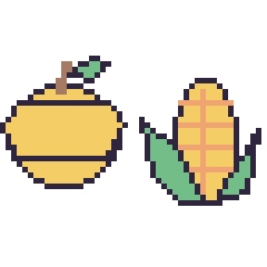 Pixel art Citron et Maïs, grille 48 × 48