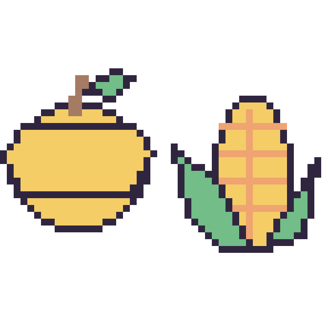Modèle de pixel art Citron et Maïs sur une grille de 48 par 48 cases