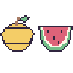 Pixel art Citron et Pastèque, grille 48 × 48