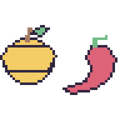 Pixel art Citron et Piment, grille 48 × 48
